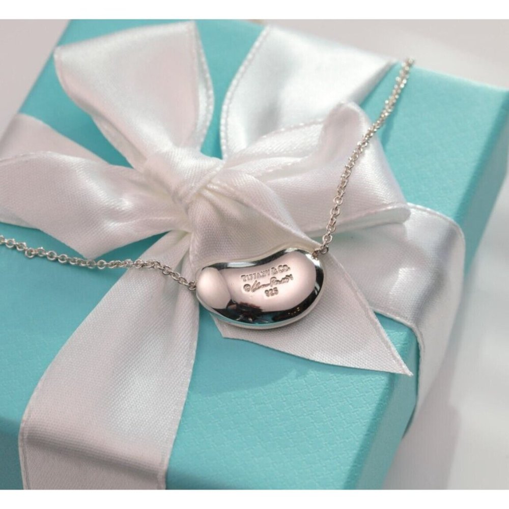 Tiffany & Co. Elsa Peretti Bean Design Pendant Necklace 18mm in Silver 16" Chain - Picture 1 of 9